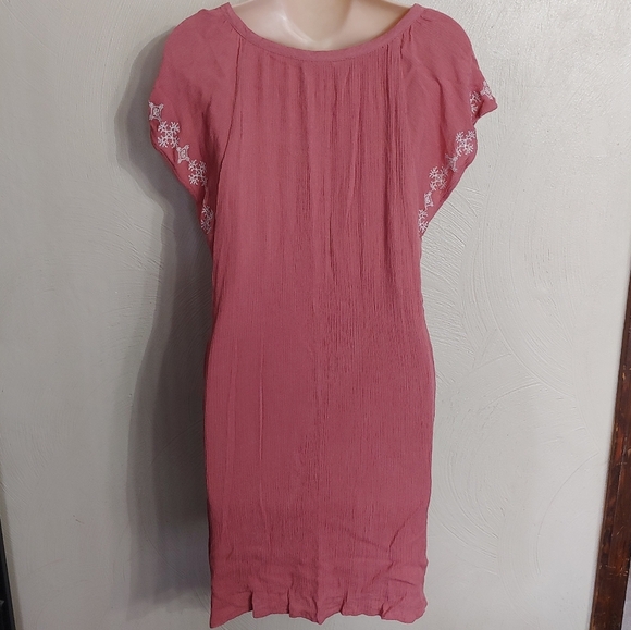 Francesca's Blue Rain Blush Pink Embroidered Dress Size Women's Medium - Picture 4 of 12